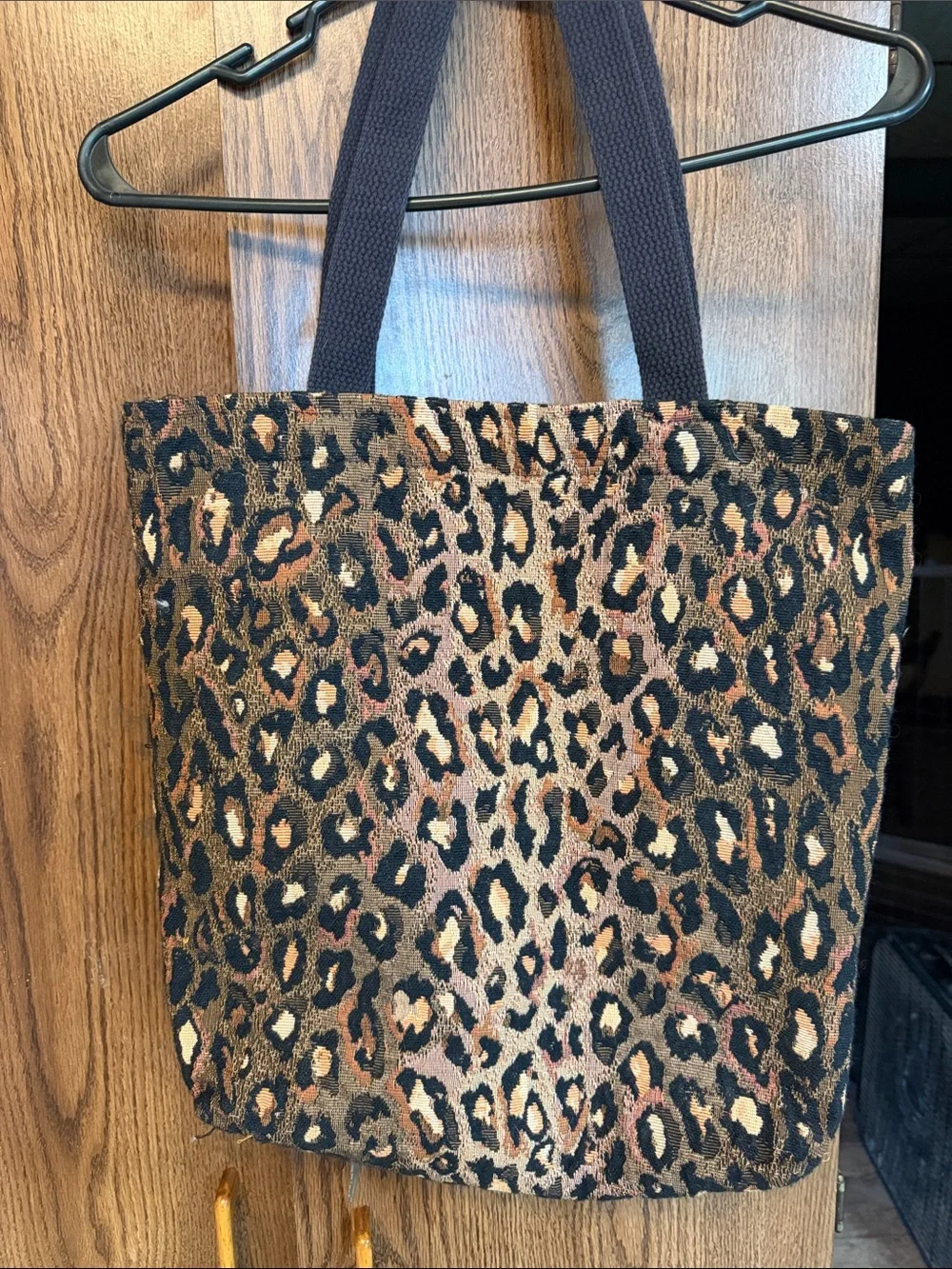 Leopard Print Tote Bag - Brown/Black Casual Carryall